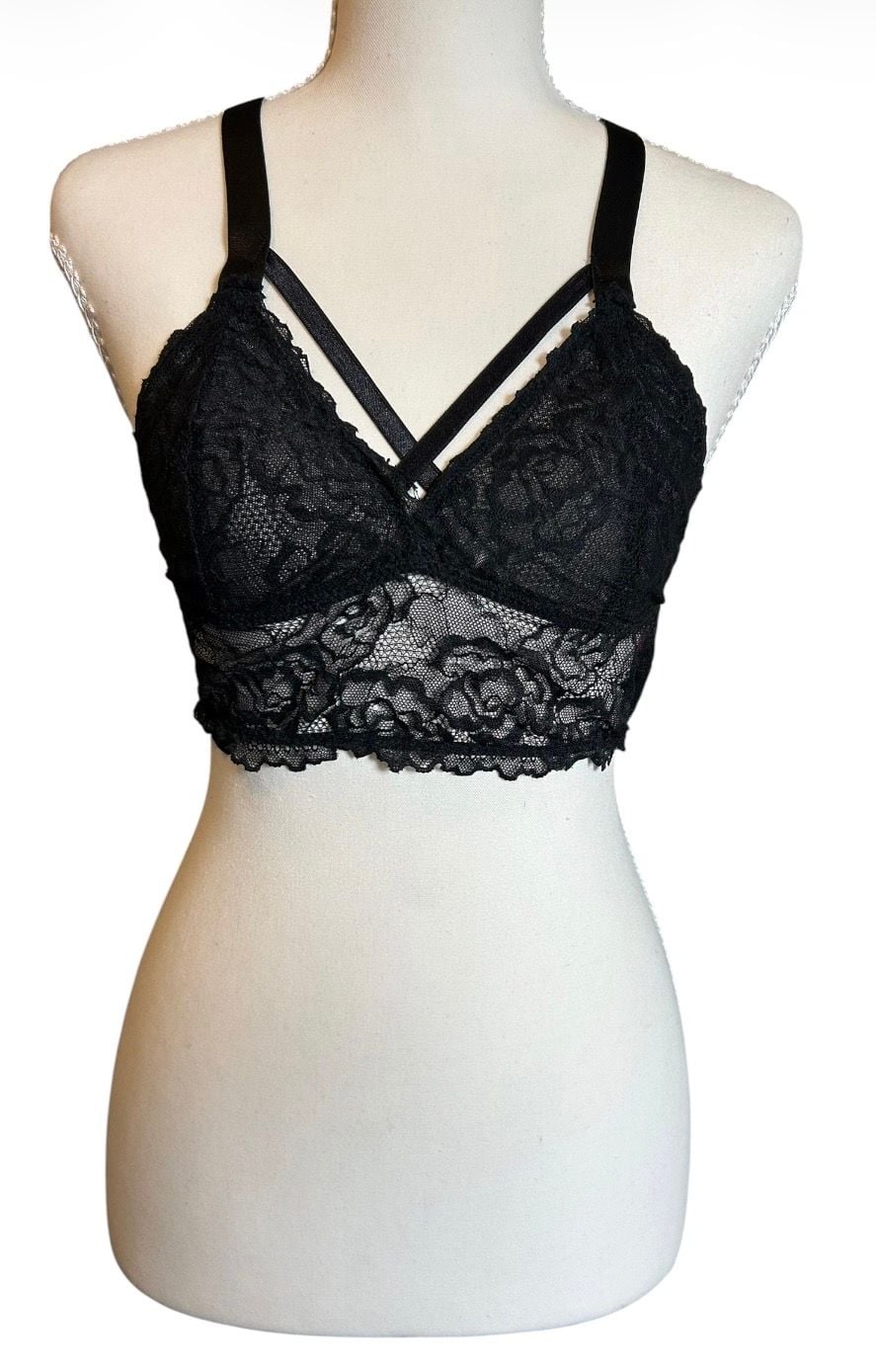 Seven 'til Midnight Black Lace Strappy Bralette 2