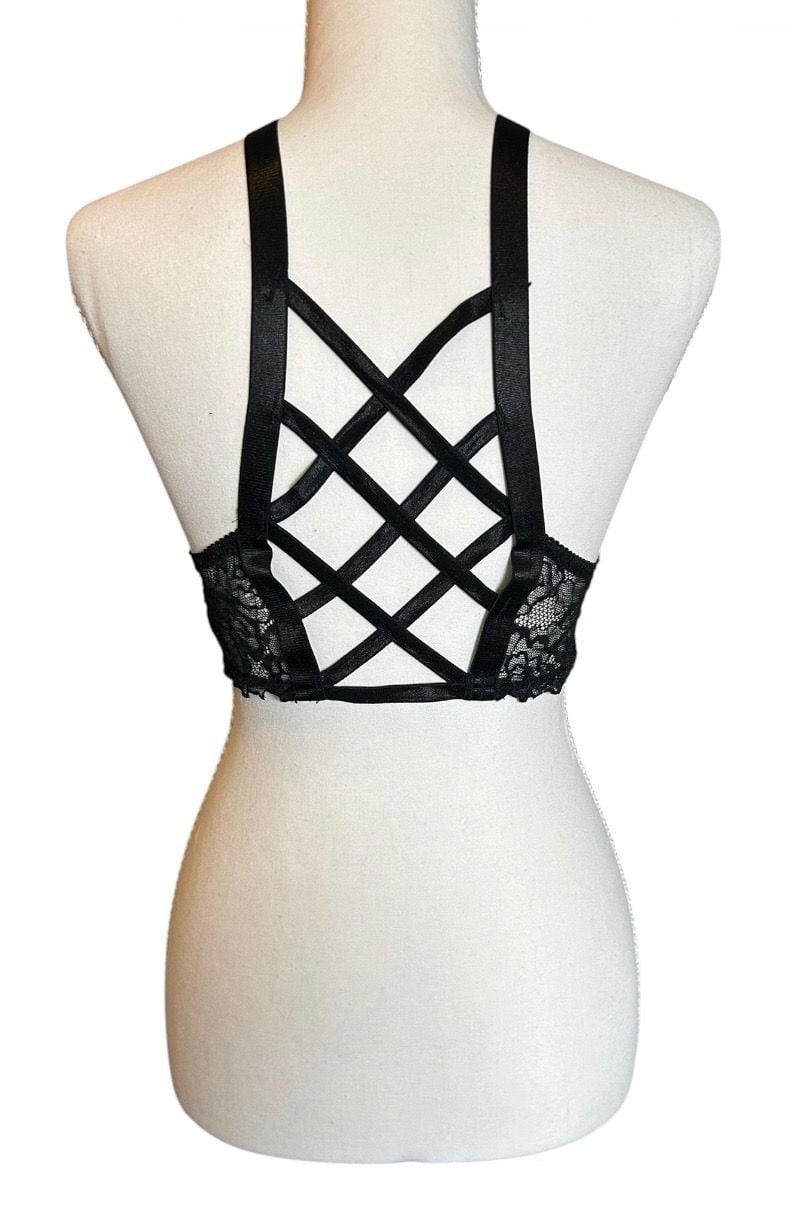 Seven 'til Midnight Black Lace Strappy Bralette 3