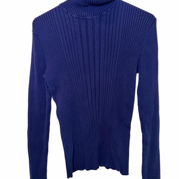 Jones New York Sport Ribbed Turtleneck Sweater Size L Black