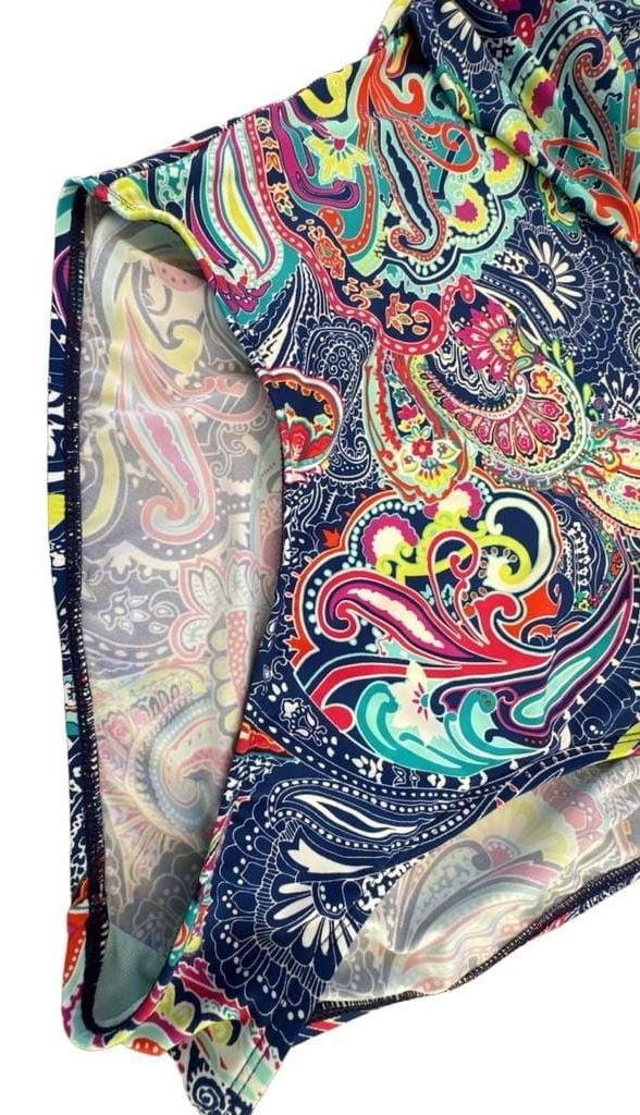 Liz Claiborne Paisley & Floral Print One Piece Halter Swimsuit Ruched 4
