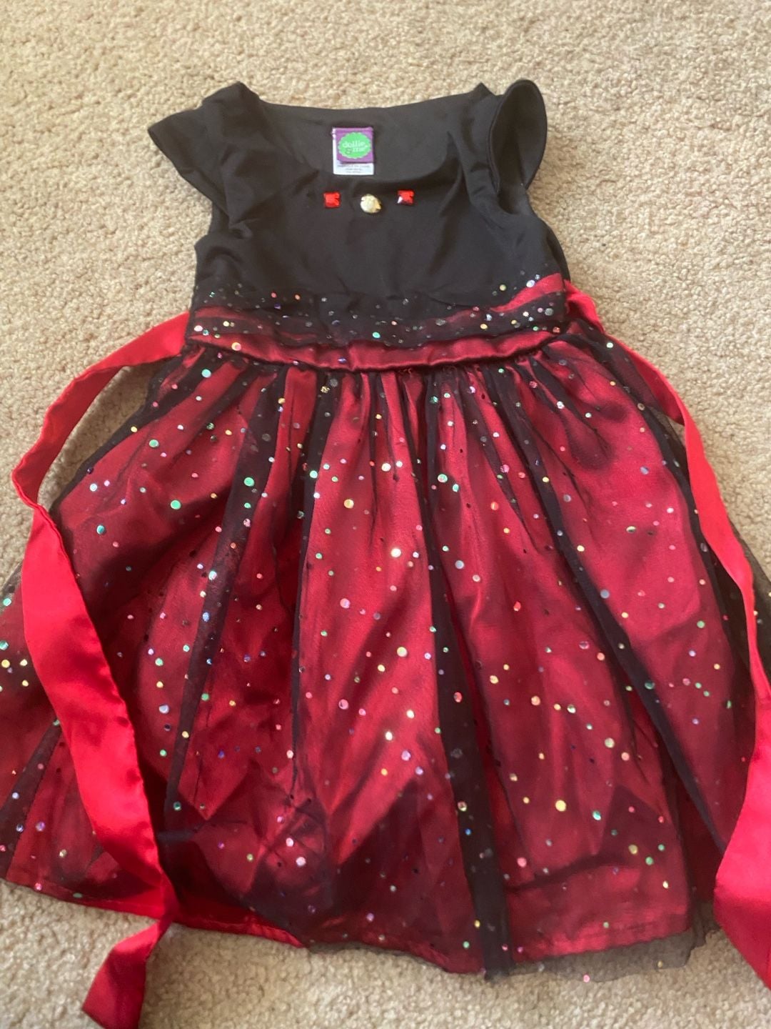 Dollie & Me Sparkly Dress Size 4 Red Black Holiday Party 2