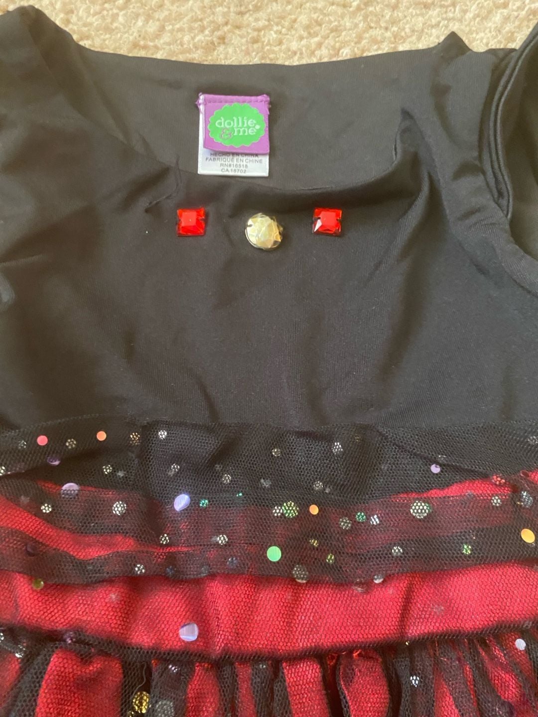 Dollie & Me Sparkly Dress Size 4 Red Black Holiday Party 4