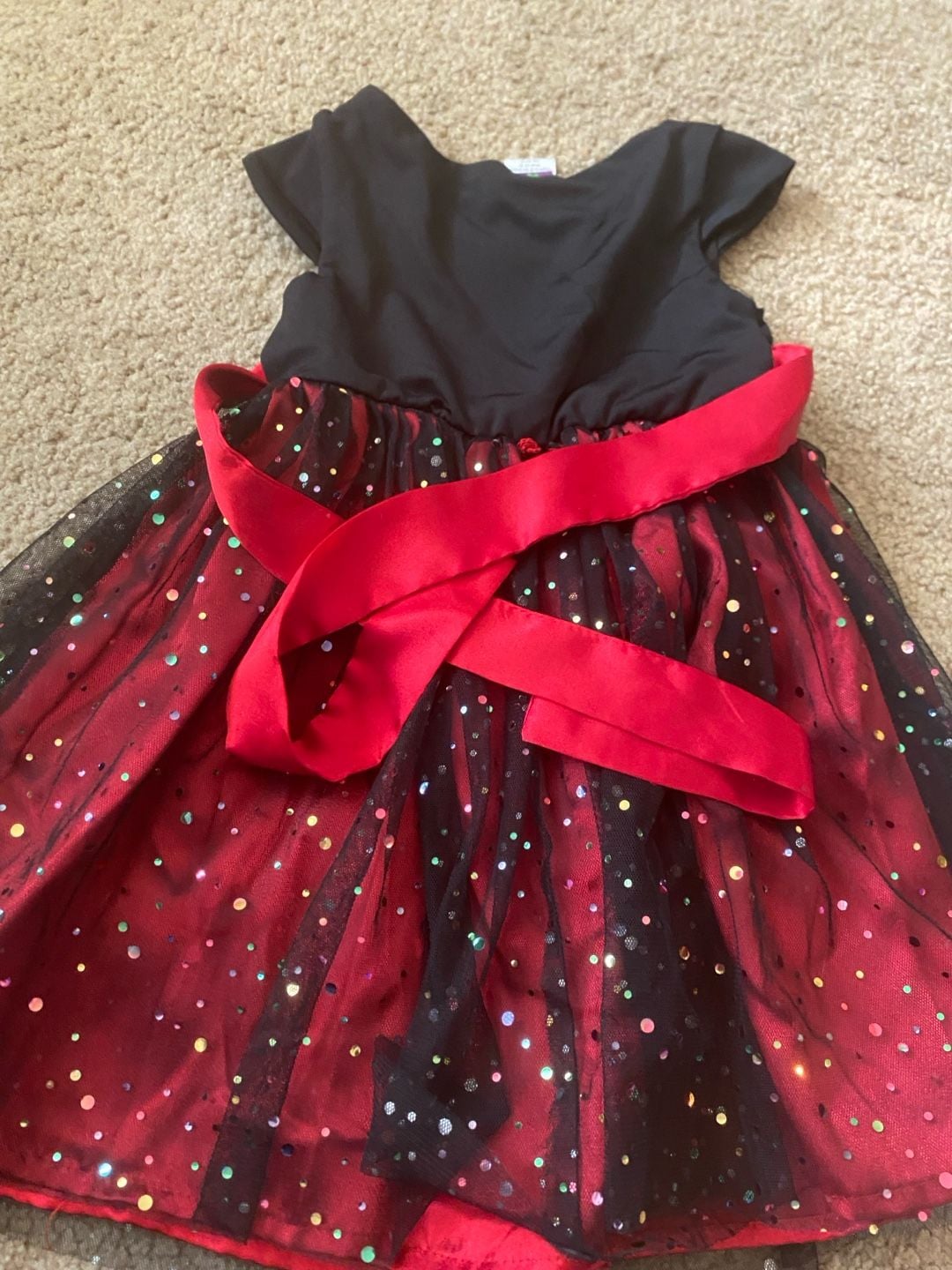 Dollie & Me Sparkly Dress Size 4 Red Black Holiday Party 7