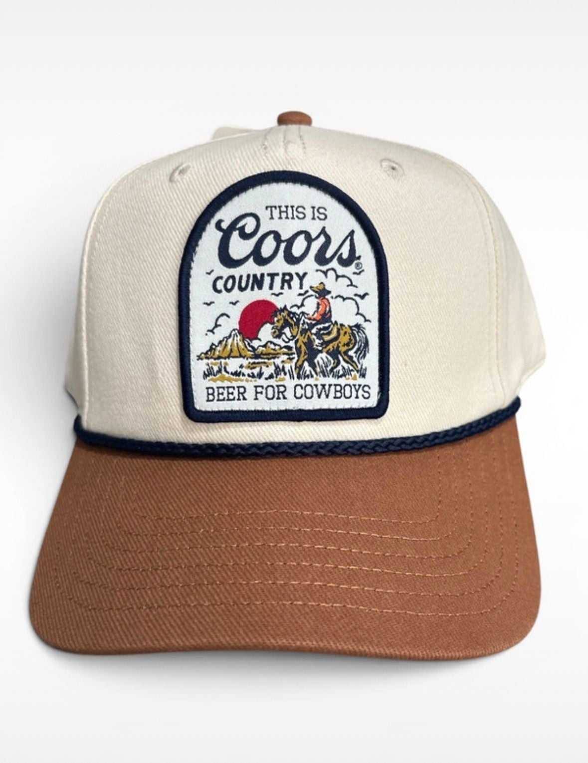 Coors Beer for Cowboys Patch Snapback Hat Cream Brown (NWT) 2