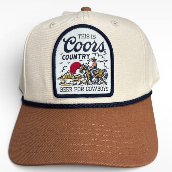 Coors Beer for Cowboys Patch Snapback Hat Cream Brown (NWT)
