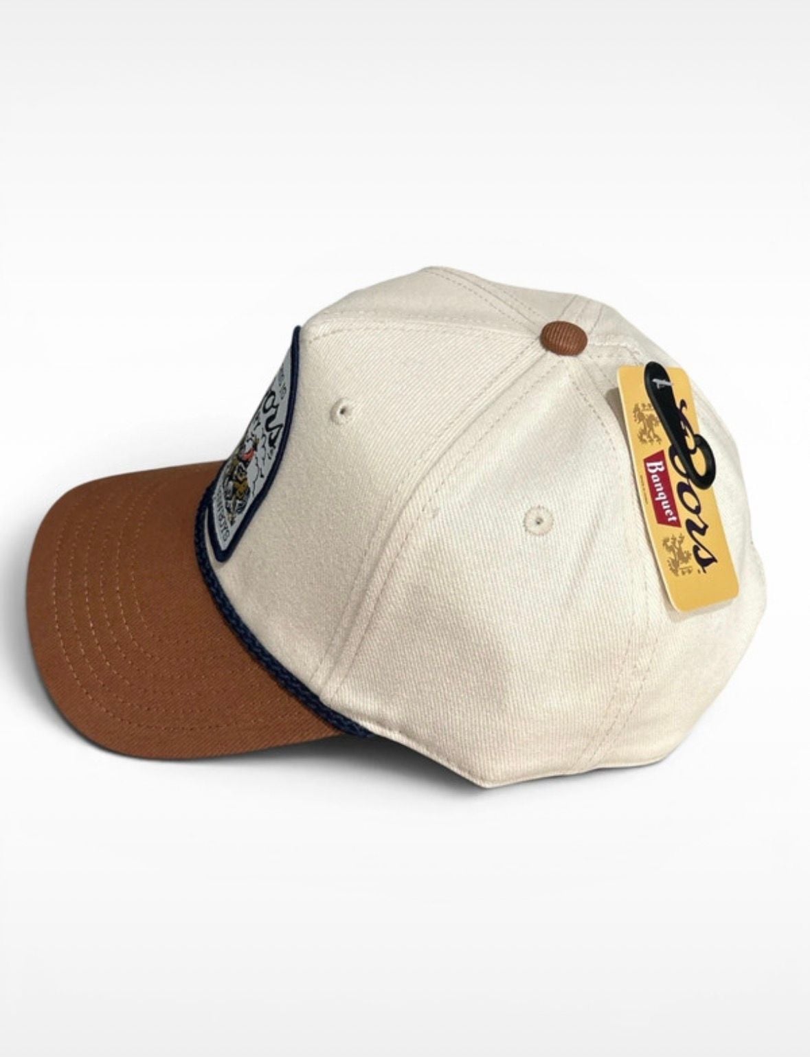 Coors Beer for Cowboys Patch Snapback Hat Cream Brown (NWT) 3