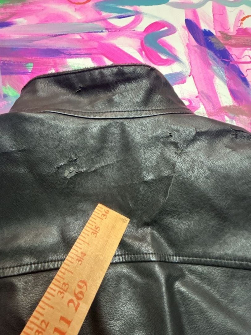 Tommy Hilfiger Faux Leather Bomber Jacket Size M Black Gingham Lined 10