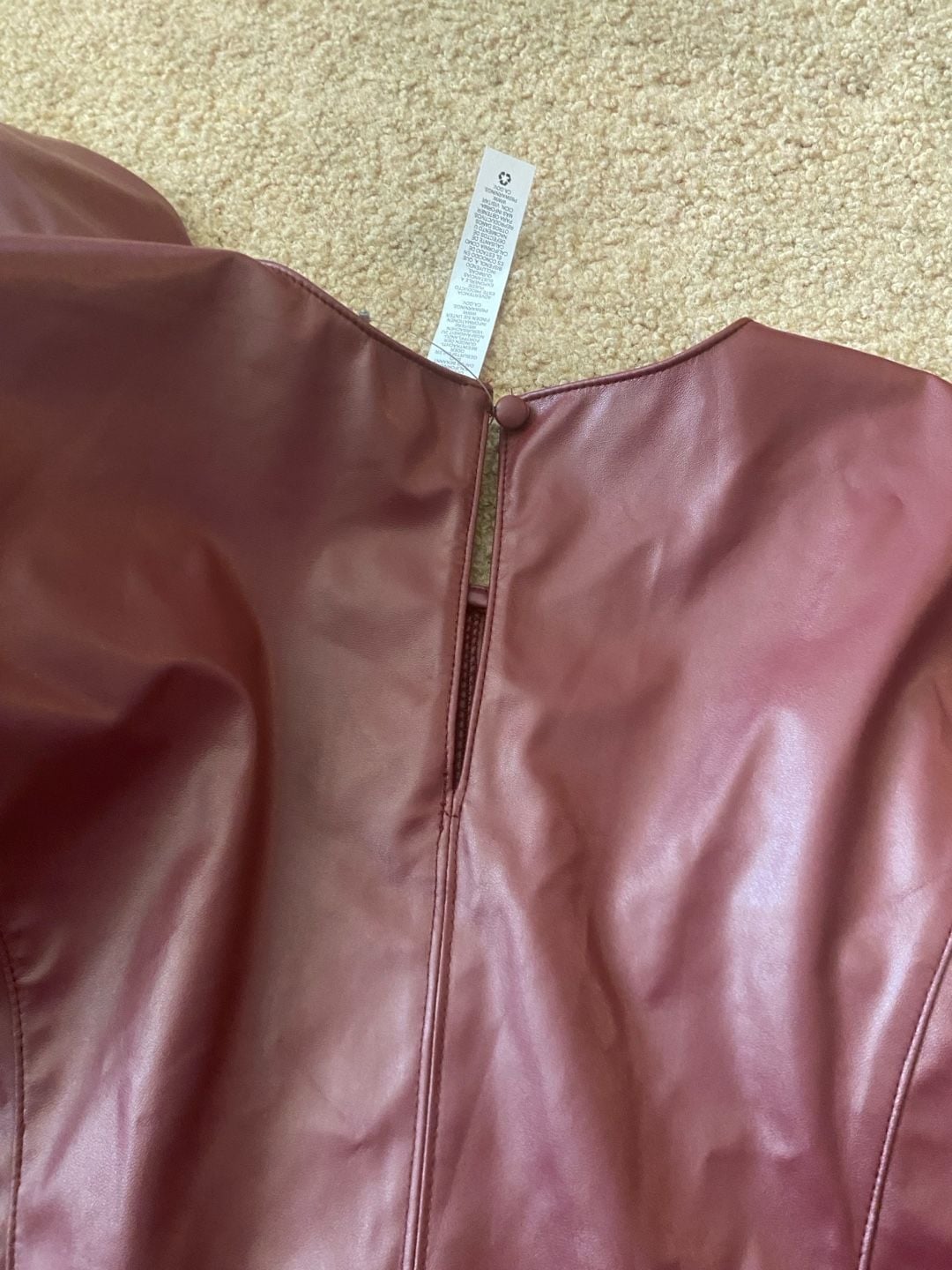 Asos Design Faux Leather Mini Dress Size US 12 Burgundy Red 6