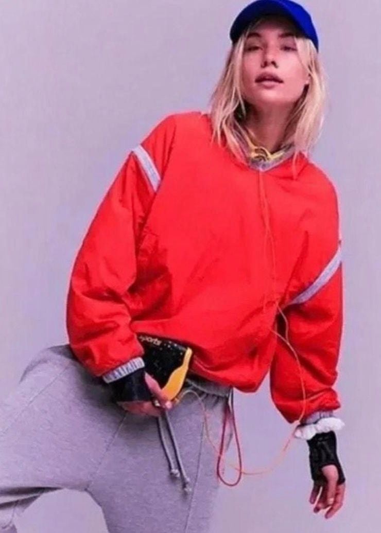 Free People Reversible Windbreaker Size M Red (MSRP $128) 2