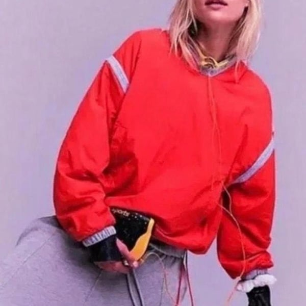 Free People Reversible Windbreaker Size M Red (MSRP $128)