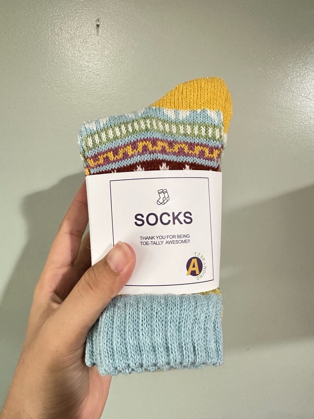 TZB Branding Vintage Pattern Winter Thermal Wool Crew Socks 5-Pack 2