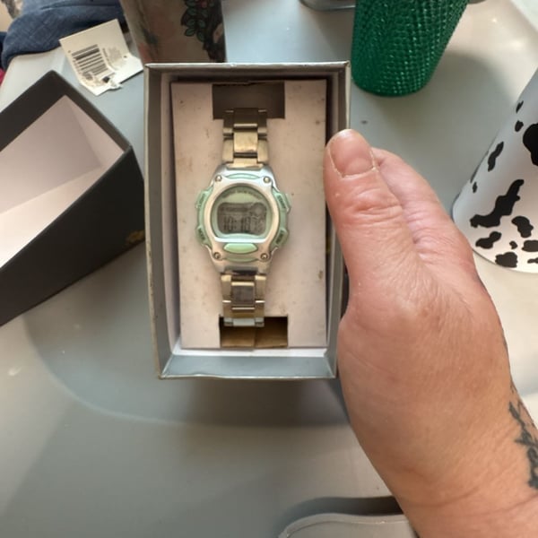 Digital Sport Watch Light Green Metal Band