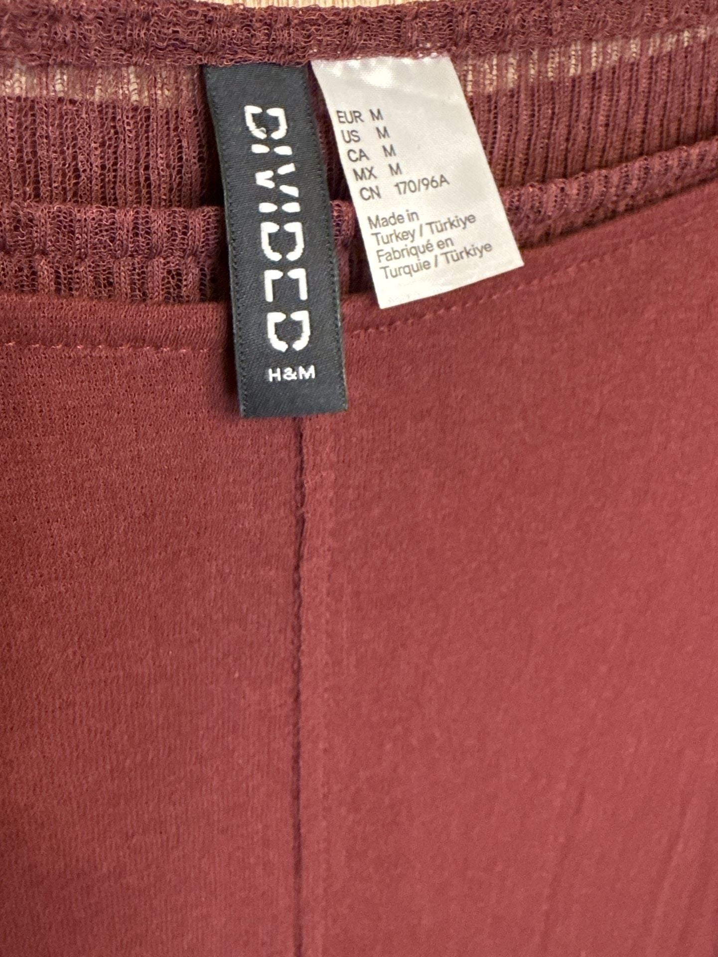 Dark Academia Divided By H&M Dress Size M Burgundy Knit Mini 5