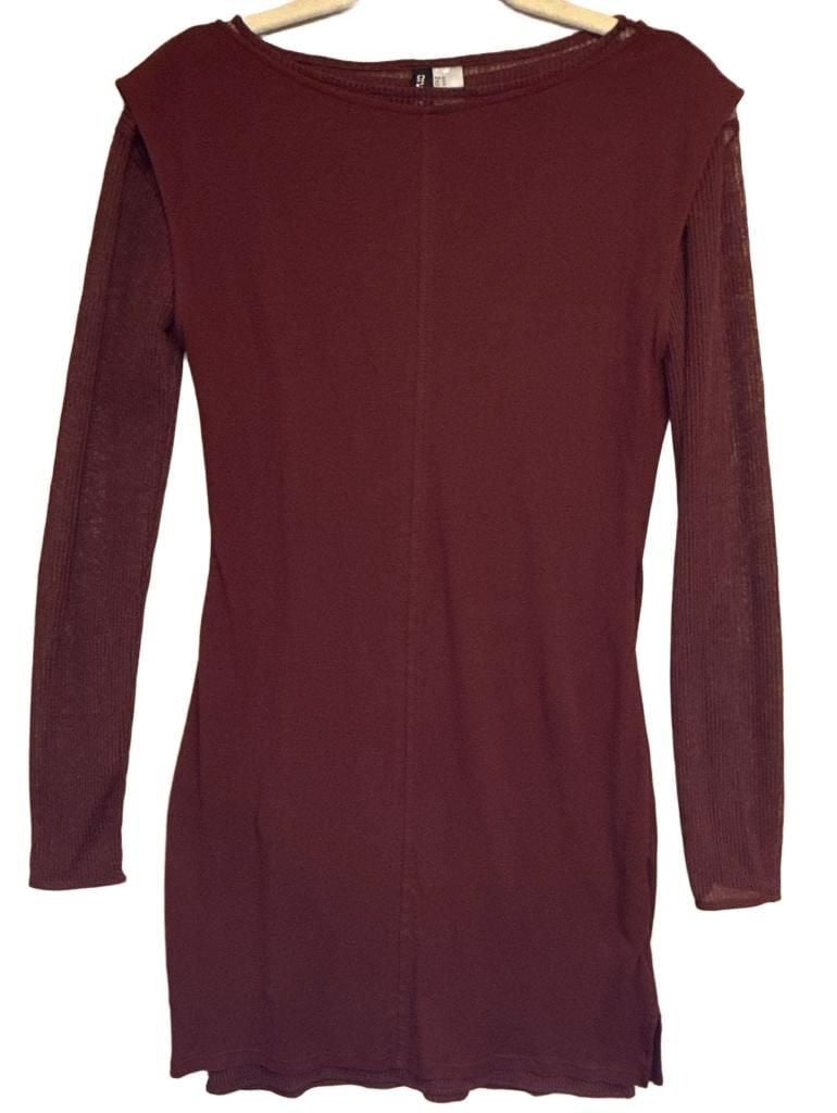 Dark Academia Divided By H&M Dress Size M Burgundy Knit Mini 4