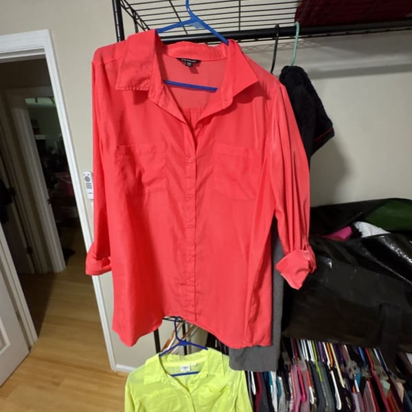 George Button Down Shirt Size XL 16-18 Coral Pink