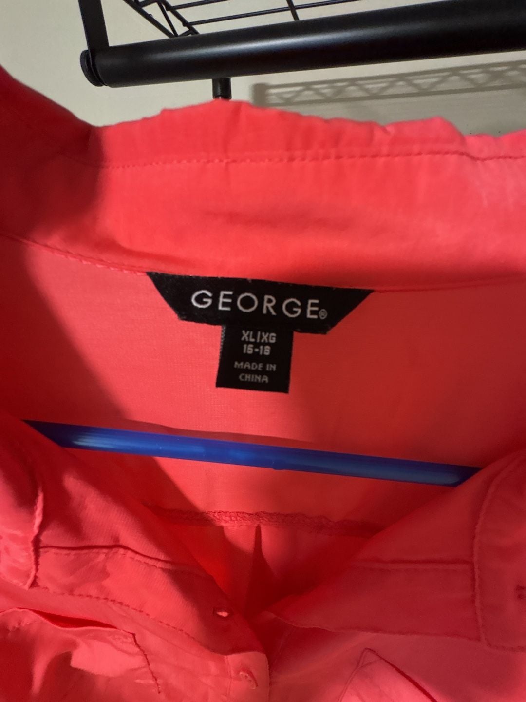 George Button Down Shirt Size XL 16-18 Coral Pink 4