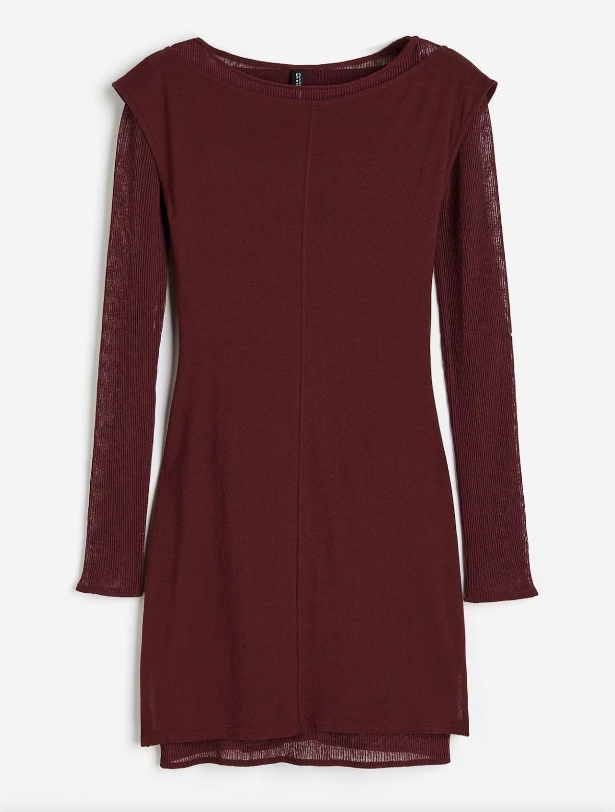 Dark Academia Divided By H&M Dress Size M Burgundy Knit Mini 2