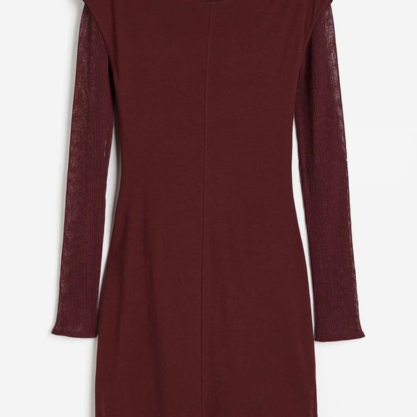 Dark Academia Divided By H&M Dress Size M Burgundy Knit Mini