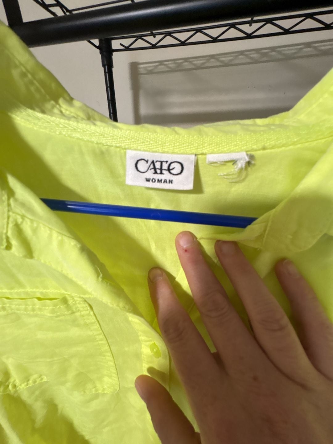 Cato Woman Neon Yellow Long Sleeve Button Down Shirt 4