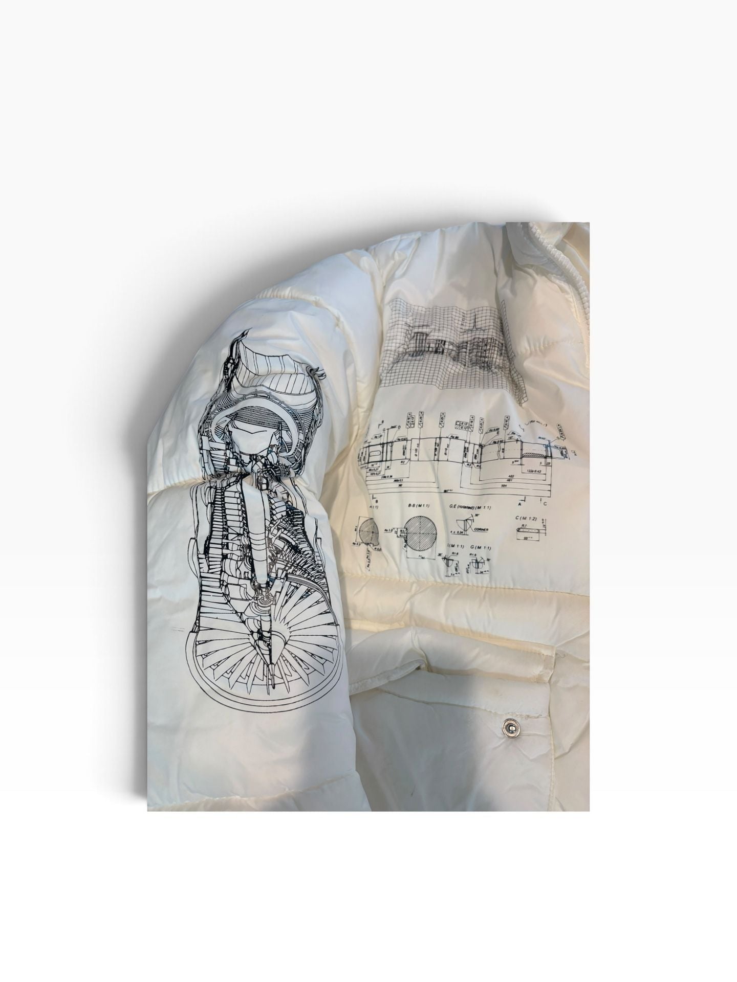 Forever 21 Men Graphic Puffer Jacket Size M White 3