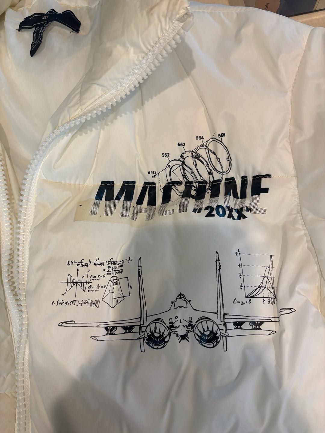Forever 21 Men Graphic Puffer Jacket Size M White 5