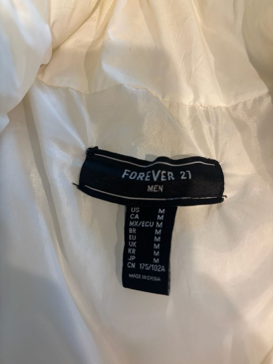 Forever 21 Men Graphic Puffer Jacket Size M White 6