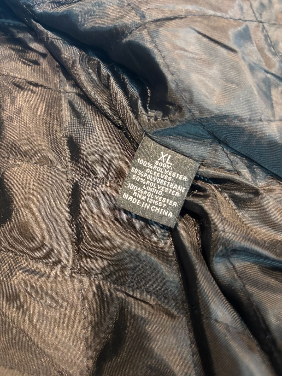 FRIED DENIM Brown Faux Leather Bomber Jacket Size XL 4