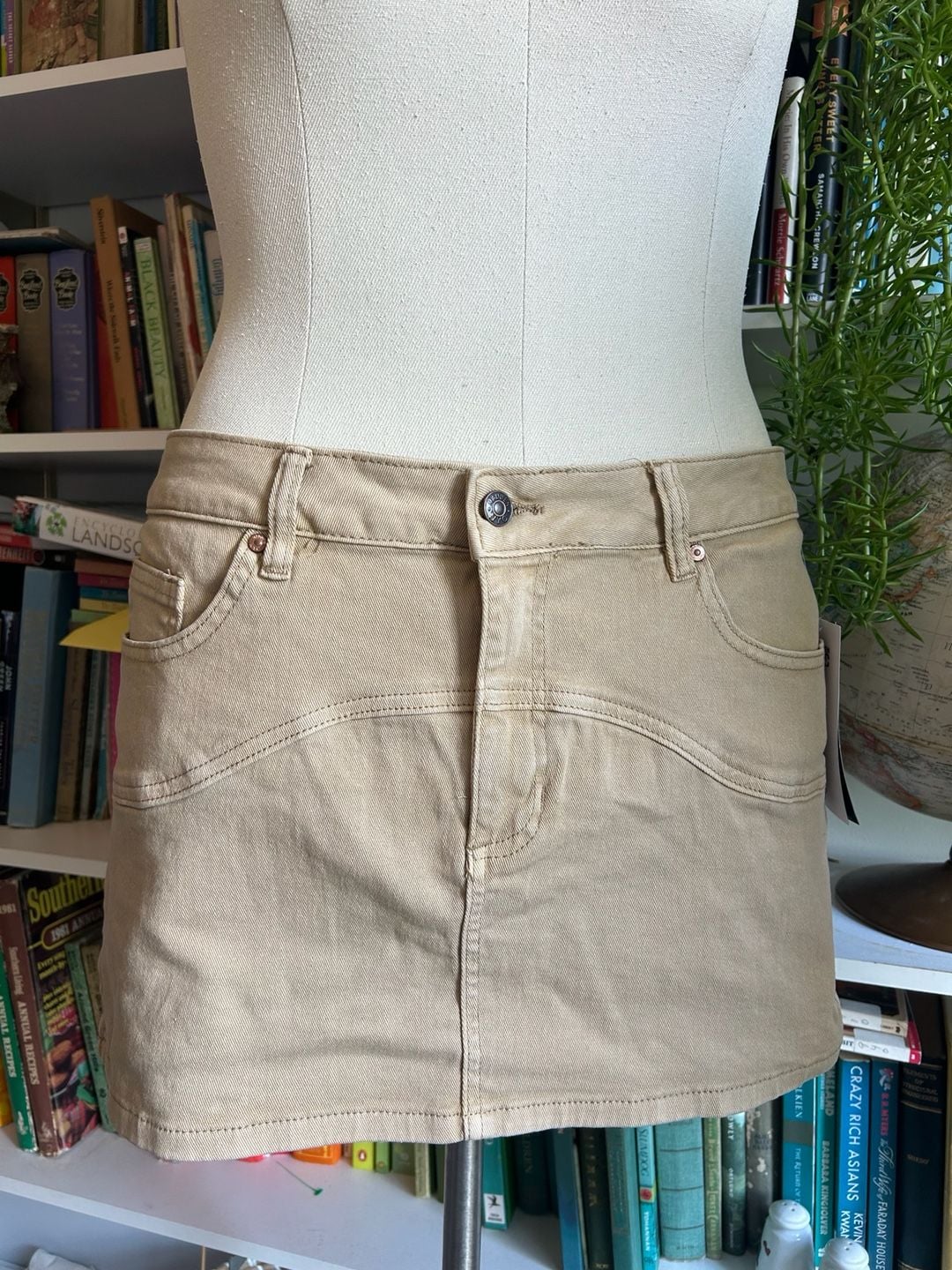Madden NYC Western Skirt Size L Khaki Denim Mini 2