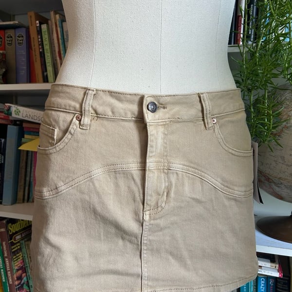 Madden NYC Western Skirt Size L Khaki Denim Mini