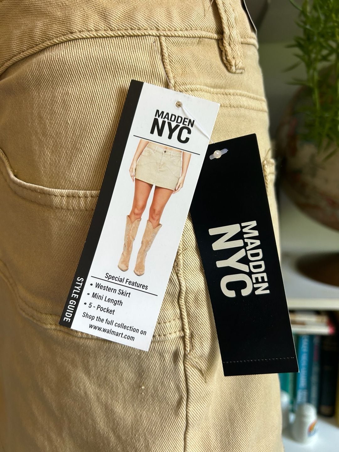 Madden NYC Western Skirt Size L Khaki Denim Mini 4
