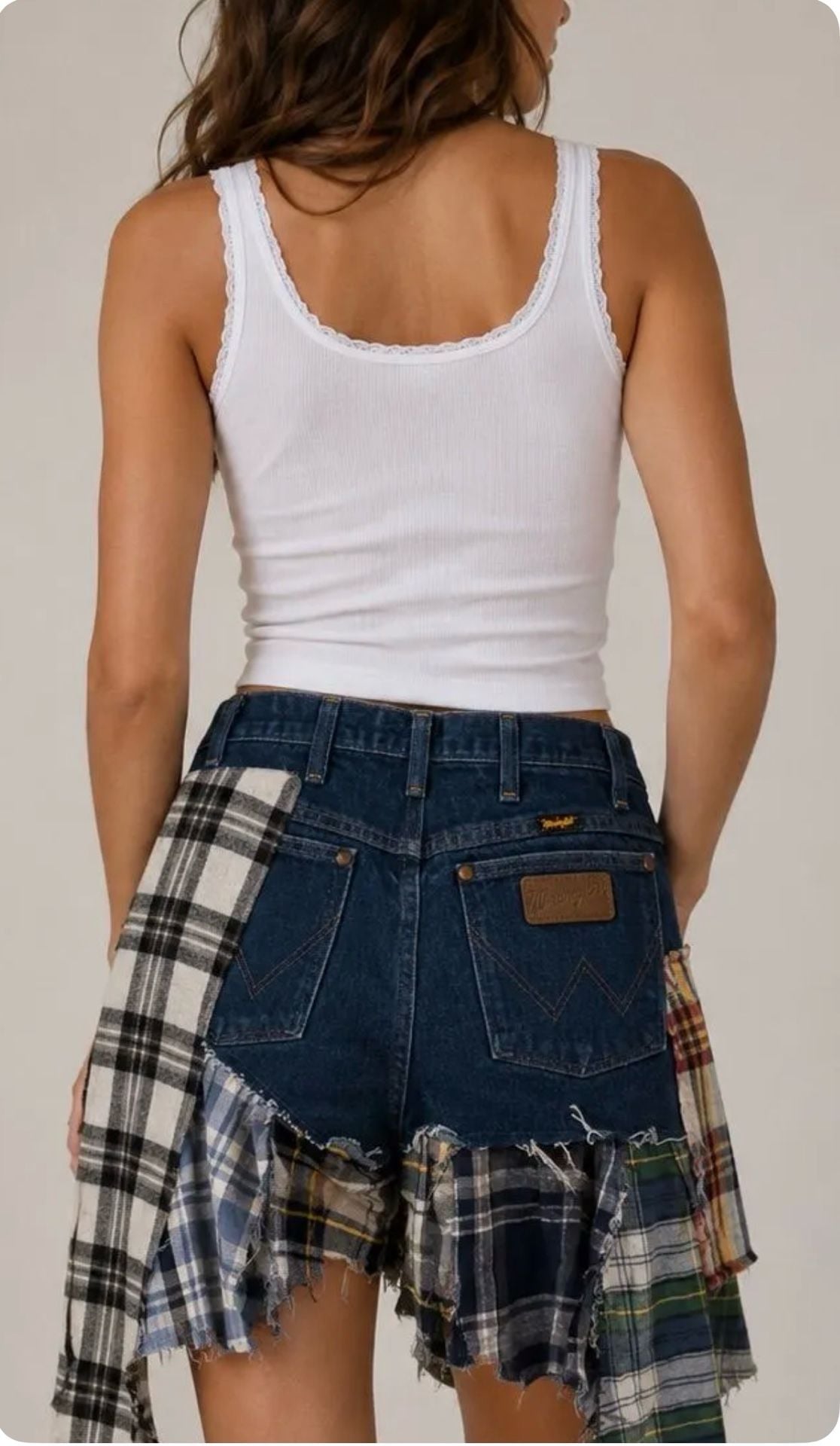 Wrangler ReMADE By UO Spliced Flannel Denim Mini Skirt 3