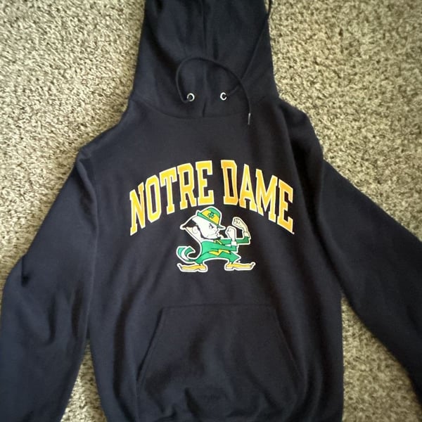 Champion Notre Dame Fighting Irish Hoodie Size S Navy Blue