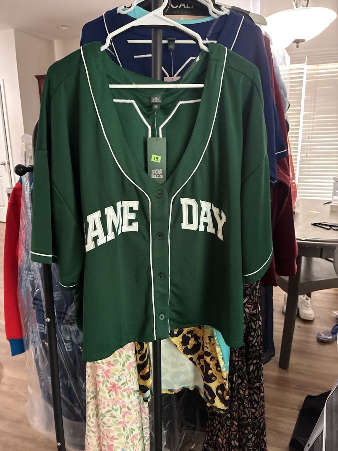 Wild Fable Game Day Button-Front Baseball Jersey Size 3x Green 2
