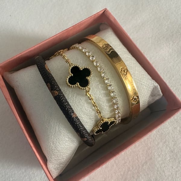 Luxury-Inspired 4-Piece Bracelet Stack 