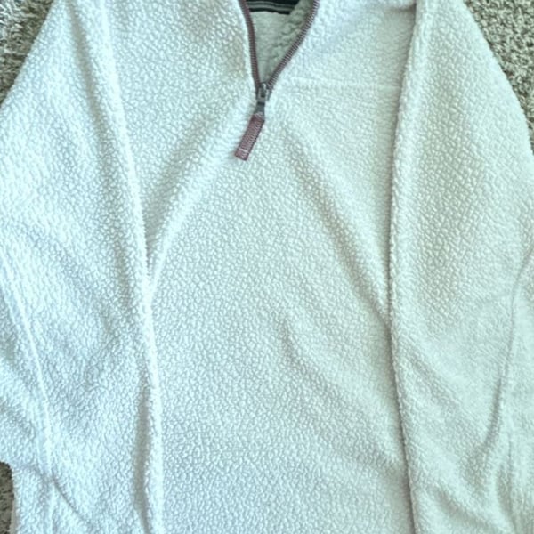 True Grit Frosty Tipped Pile 1/2 Zip Pullover Small Ivory