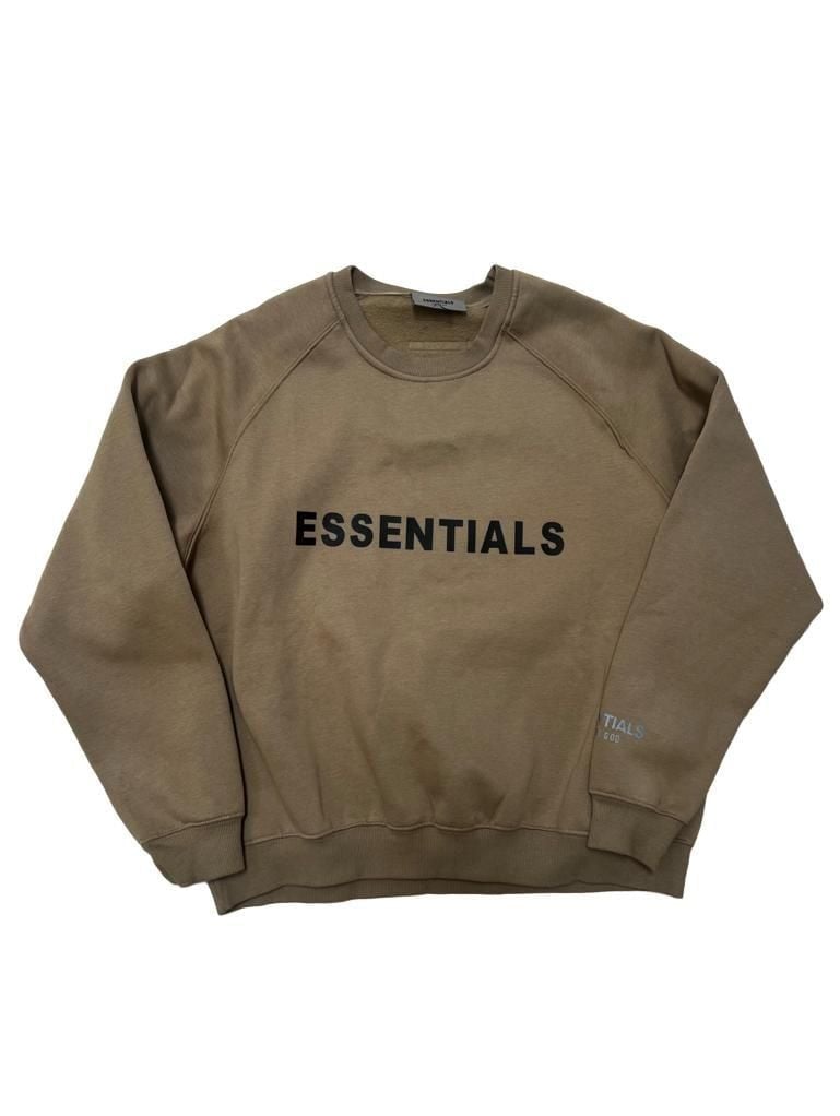 Fear of God Essentials Crewneck Sweatshirt Men’s M Taupe Logo Pullover NWOT 3