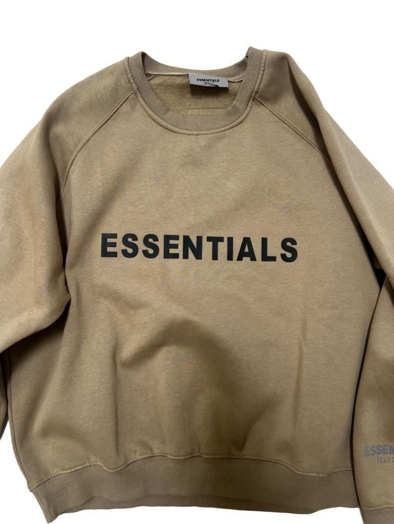Fear of God Essentials Crewneck Sweatshirt Men’s M Taupe Logo Pullover NWOT 7