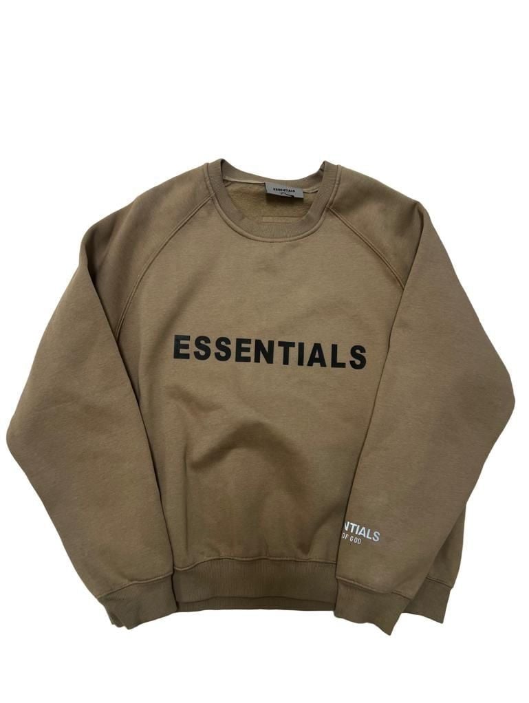 Fear of God Essentials Crewneck Sweatshirt Men’s M Taupe Logo Pullover NWOT 10