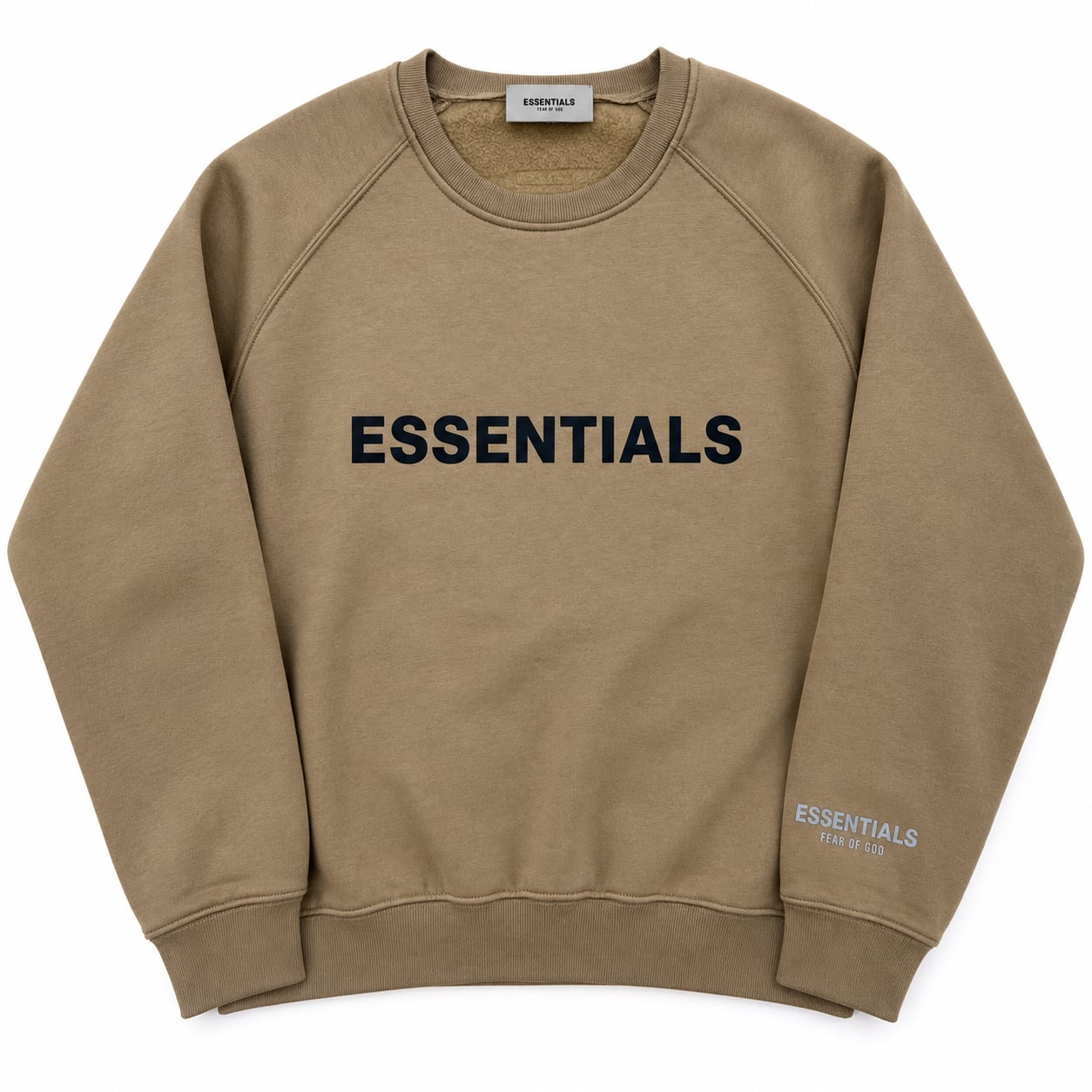 Fear of God Essentials Crewneck Sweatshirt Men’s M Taupe Logo Pullover NWOT 2