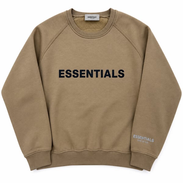 Fear of God Essentials Crewneck Sweatshirt Men’s M Taupe Logo Pullover NWOT