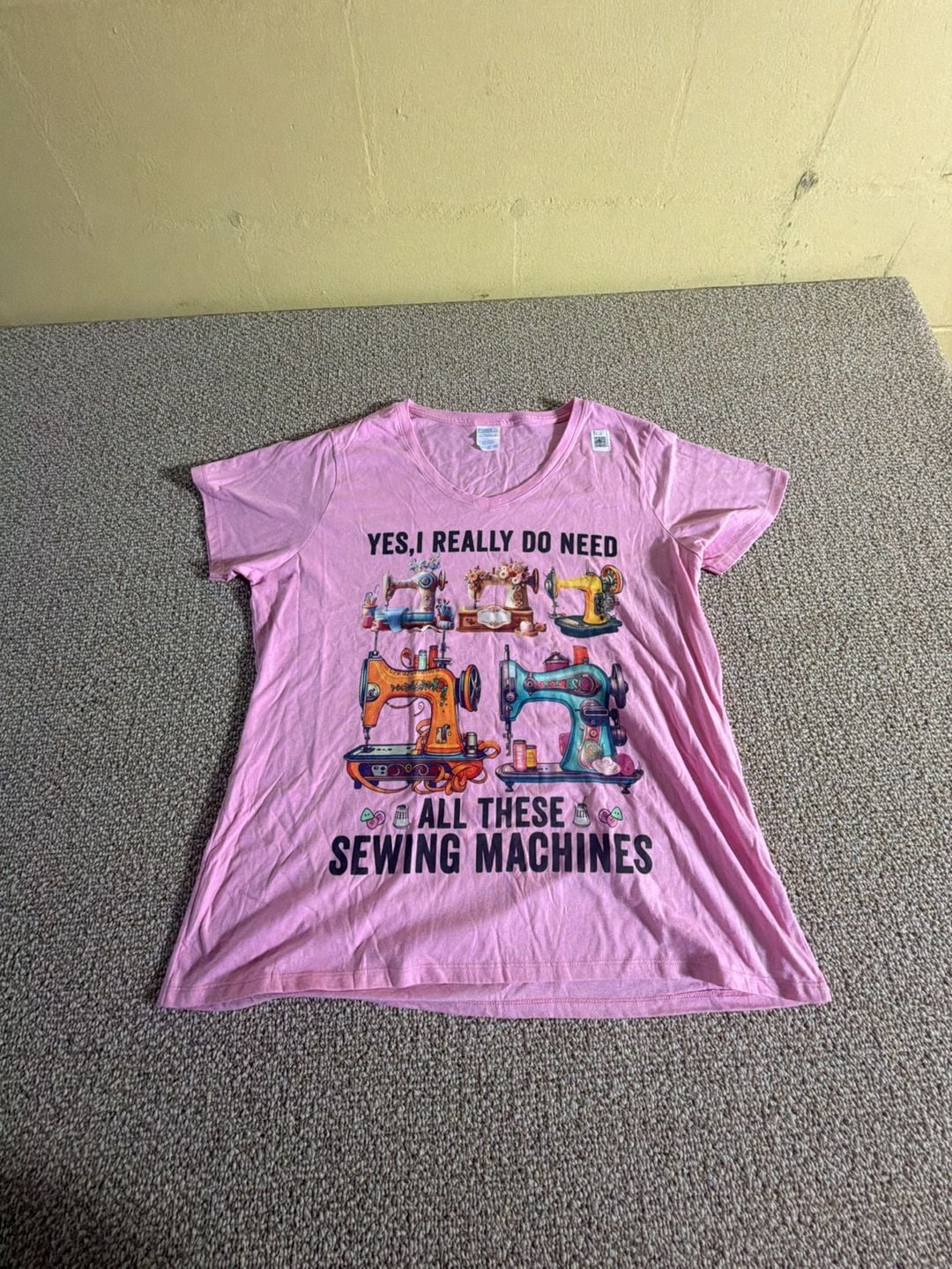 Port & Company Sewing Machines T-Shirt Size XXL Pink Graphic Tee 2