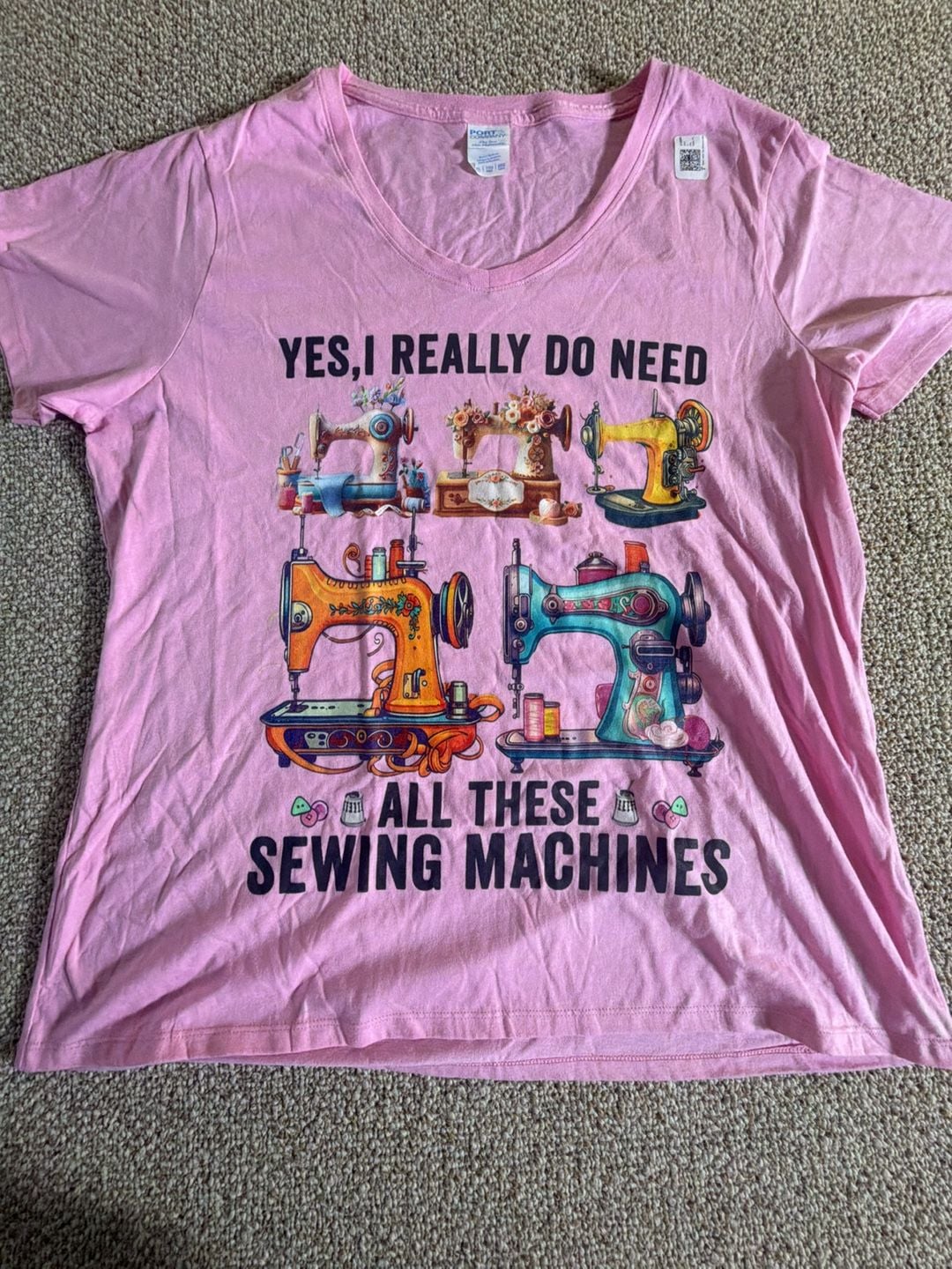 Port & Company Sewing Machines T-Shirt Size XXL Pink Graphic Tee 3