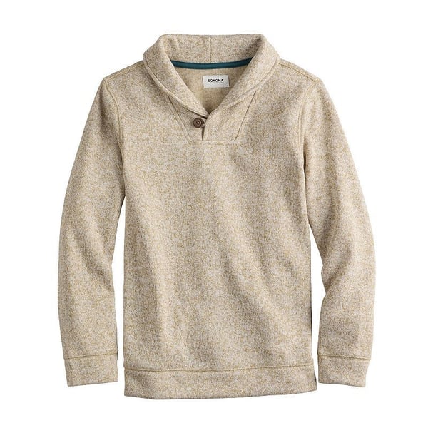 Boys Sonoma Goods For Life shawl neck sweater.