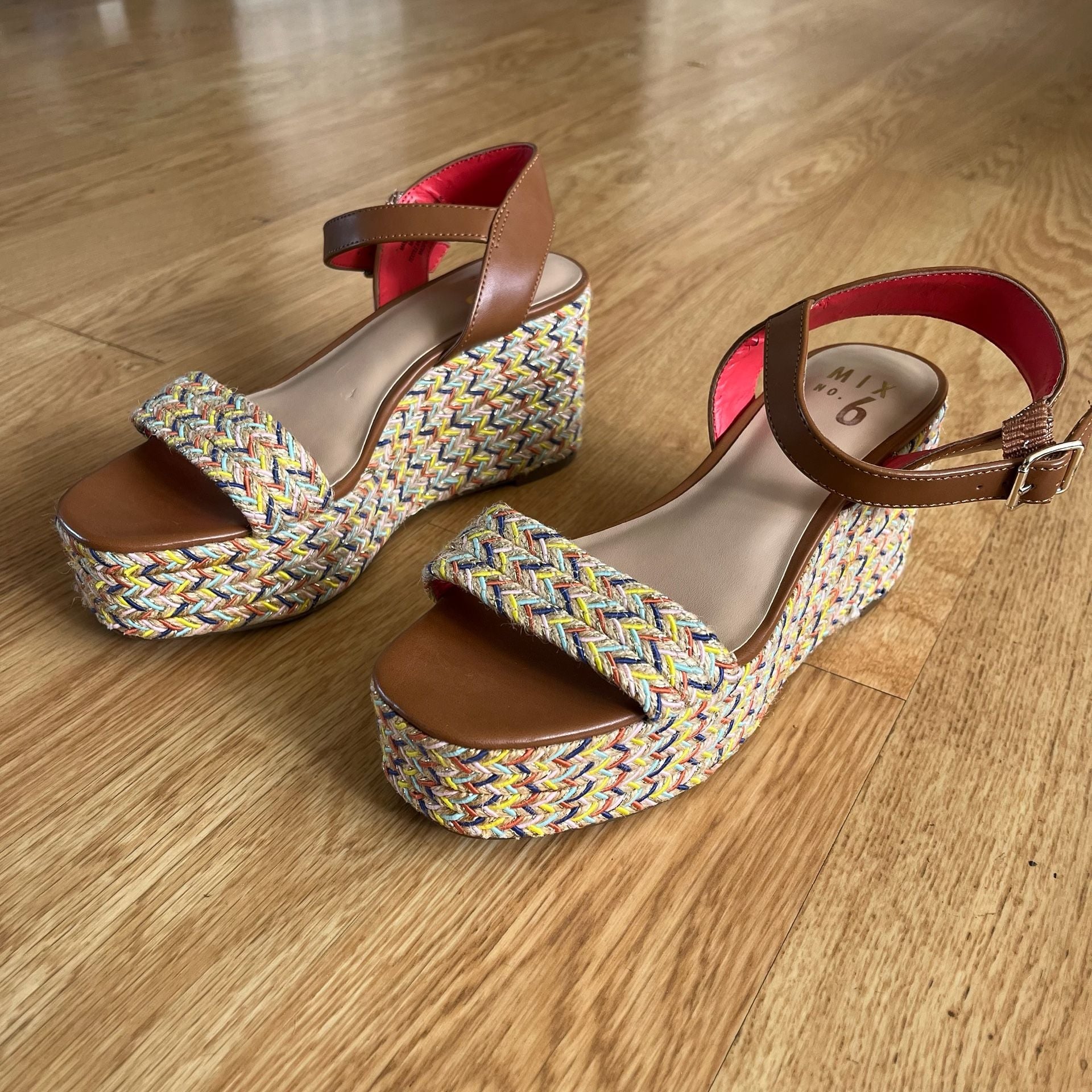 Mix No. 6 Cammie Wedge Sandal Size 6M Multi Colored Espadrille Platform 2