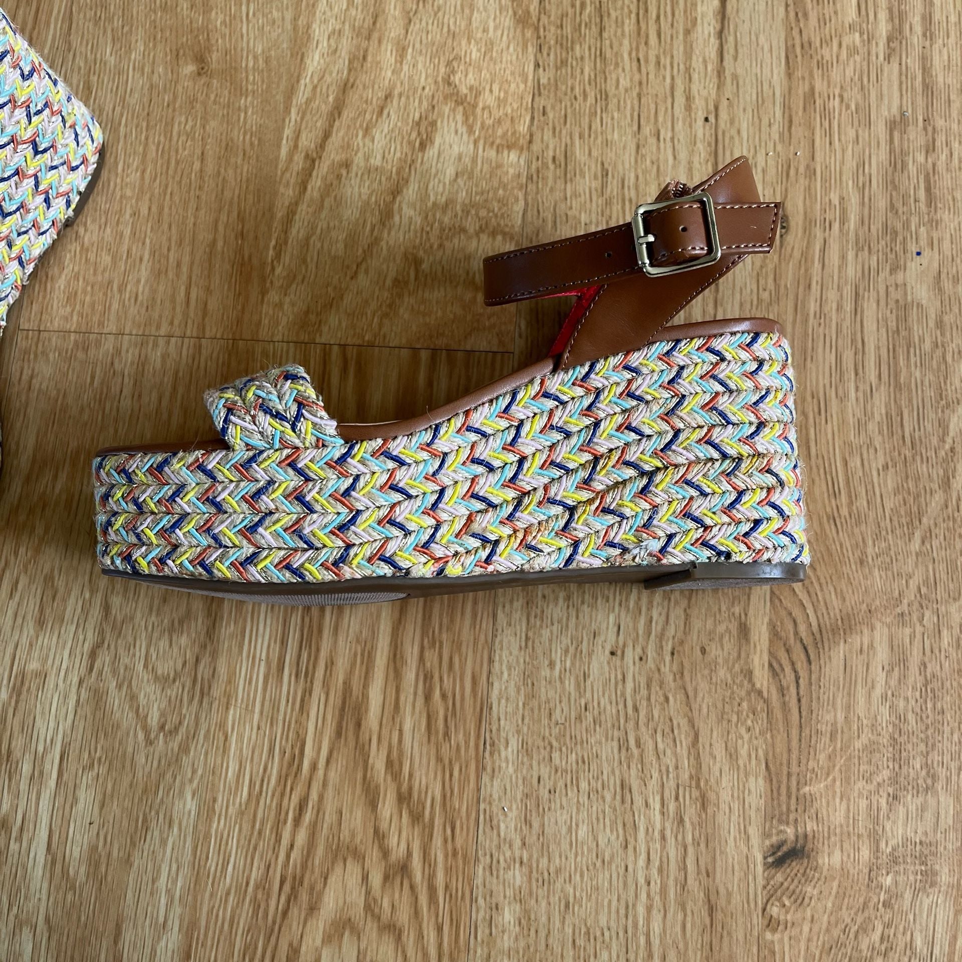 Mix No. 6 Cammie Wedge Sandal Size 6M Multi Colored Espadrille Platform 8