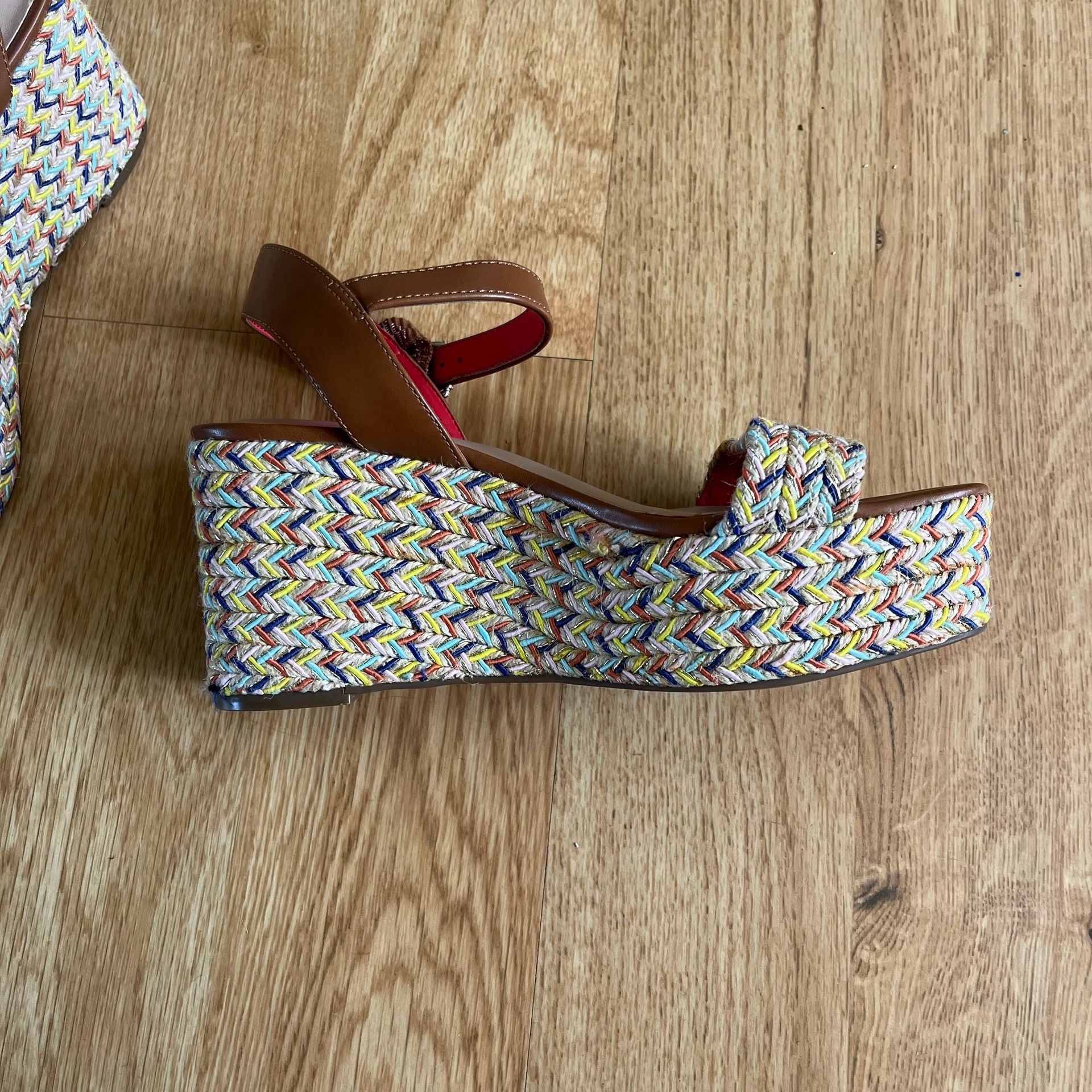 Mix No. 6 Cammie Wedge Sandal Size 6M Multi Colored Espadrille Platform 9