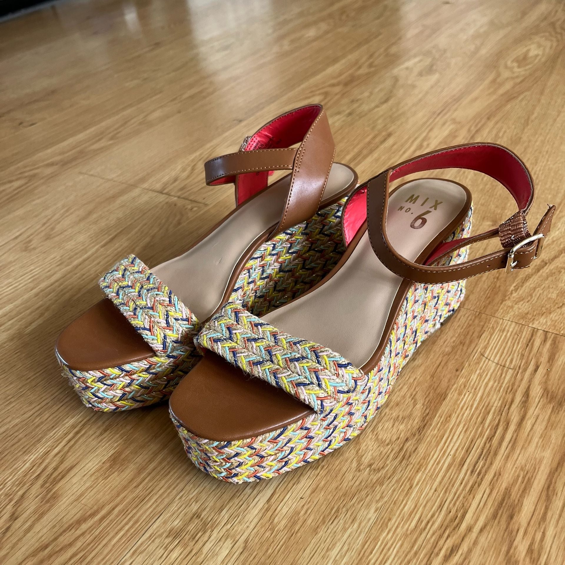 Mix No. 6 Cammie Wedge Sandal Size 6M Multi Colored Espadrille Platform 13