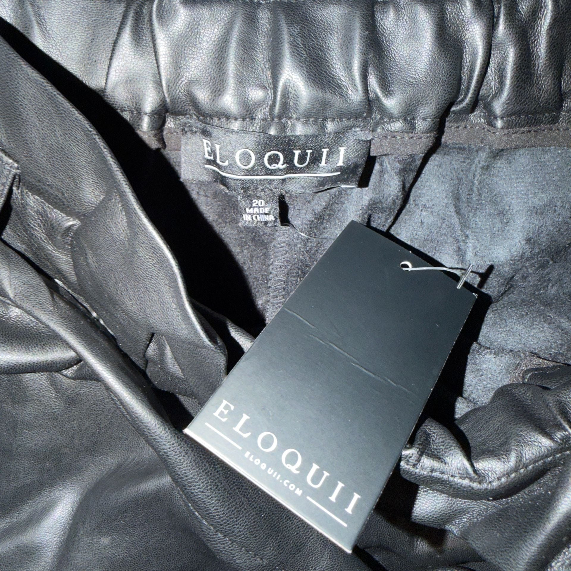 Eloquii Faux Leather Paperbag Mini Skirt Size 20 Black Belted 3