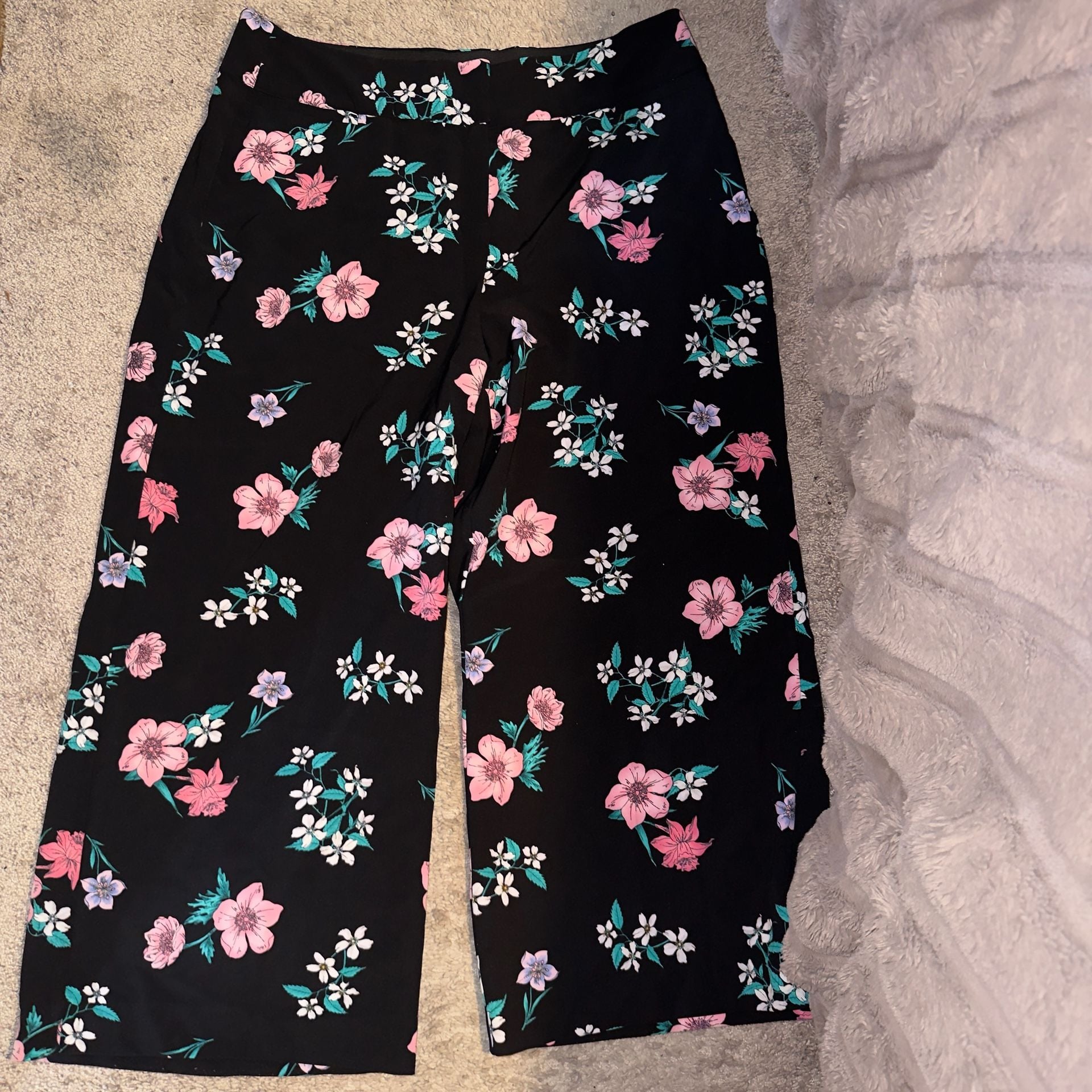 Lane Bryant The Allie Pants Size 20 Black Floral Wide Leg Stretch 2