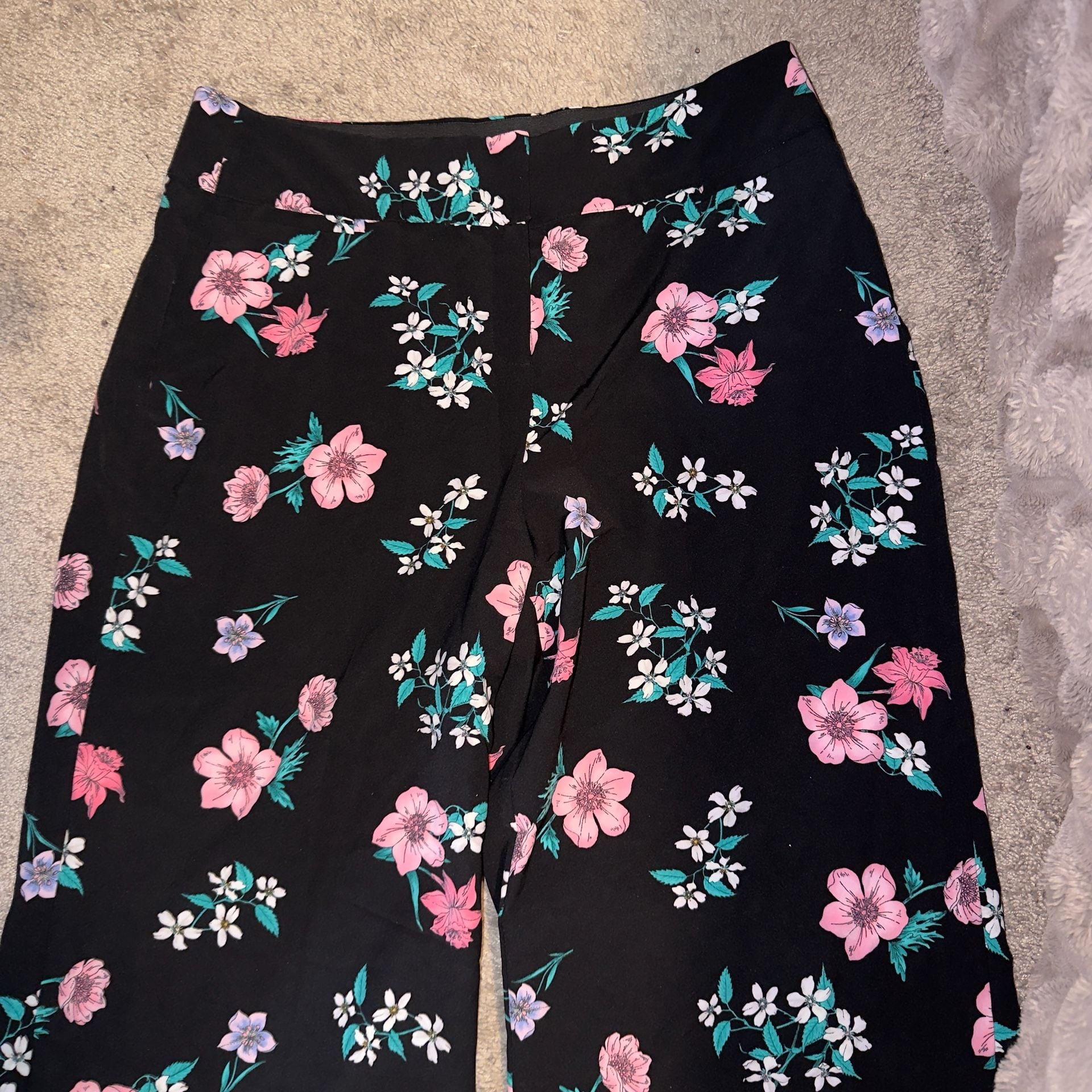 Lane Bryant The Allie Pants Size 20 Black Floral Wide Leg Stretch 3